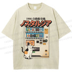 Unisex Cat Vending Machine Printed Washed Tee
