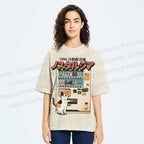 Unisex Cat Vending Machine Printed Washed Tee