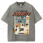 Unisex Cat Vending Machine Printed Washed Tee