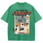 Unisex Cat Vending Machine Printed Washed Tee