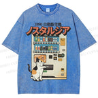 Unisex Cat Vending Machine Printed Washed Tee