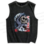 Unisex Deadly Shark Printed Washed Tank Top