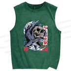 Unisex Deadly Shark Printed Washed Tank Top