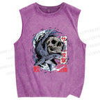 Unisex Deadly Shark Printed Washed Tank Top