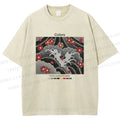 Unisex Waves And Cherry Blossoms Printed Washed Tee