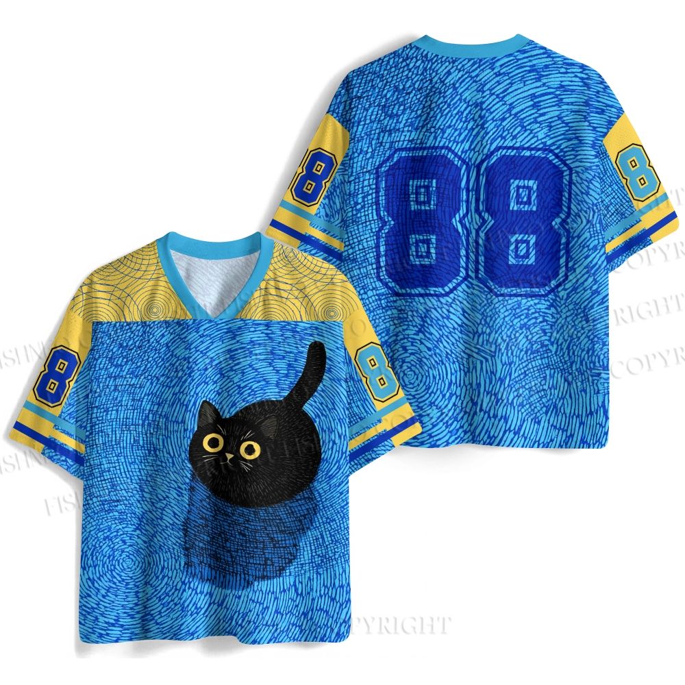 Black Cat In Water Jersey Shirts