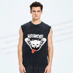 Unisex Rip N Dip Funny Cat Printed Washed Tank Top