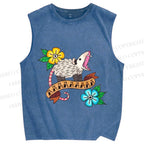 Unisex Screaming Opossum Printed Washed Tank Top
