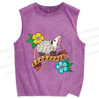 Unisex Screaming Opossum Printed Washed Tank Top