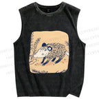 Unisex Opossum Printed Washed Tank Top