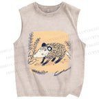 Unisex Opossum Printed Washed Tank Top