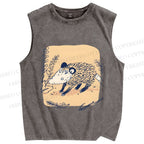 Unisex Opossum Printed Washed Tank Top