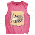 Unisex Opossum Printed Washed Tank Top