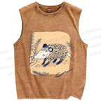 Unisex Opossum Printed Washed Tank Top