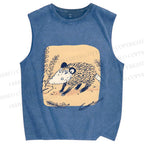 Unisex Opossum Printed Washed Tank Top