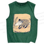 Unisex Opossum Printed Washed Tank Top