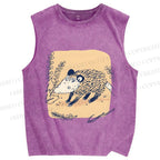 Unisex Opossum Printed Washed Tank Top