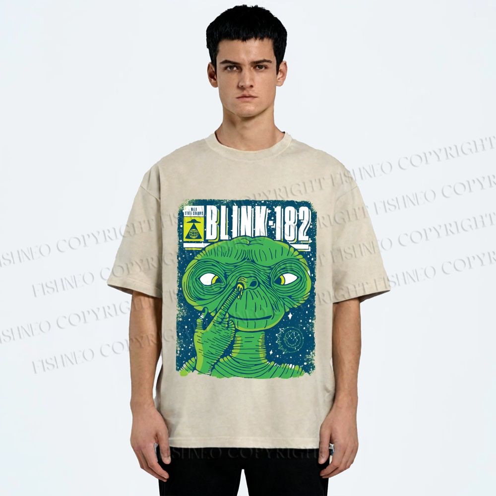 Unisex ET Funny Poster Printed Washed Tee