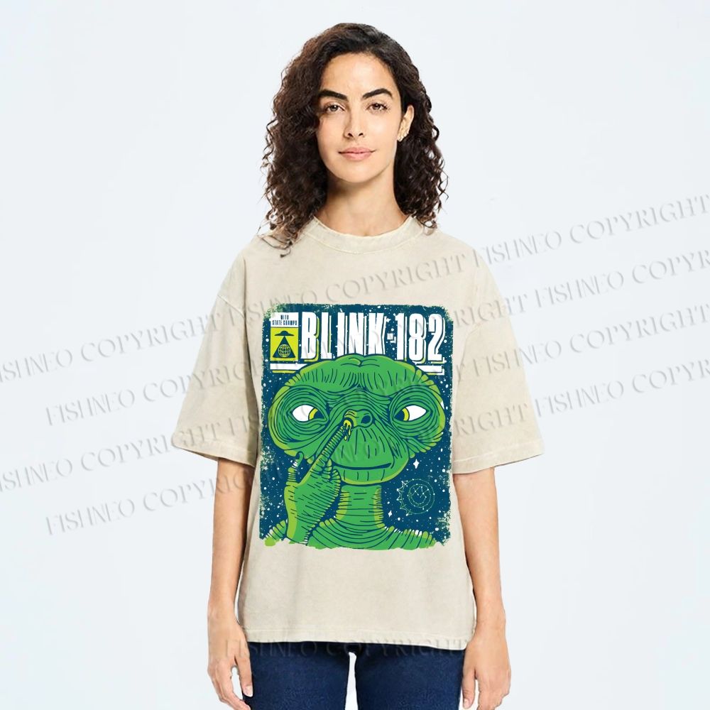 Unisex ET Funny Poster Printed Washed Tee