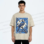 Unisex Blue Bird in Moonlight Printed Washed Tee