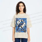 Unisex Blue Bird in Moonlight Printed Washed Tee