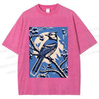 Unisex Blue Bird in Moonlight Printed Washed Tee