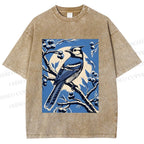 Unisex Blue Bird in Moonlight Printed Washed Tee