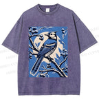 Unisex Blue Bird in Moonlight Printed Washed Tee