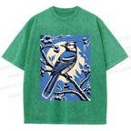 Unisex Blue Bird in Moonlight Printed Washed Tee