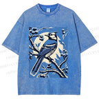 Unisex Blue Bird in Moonlight Printed Washed Tee