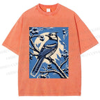 Unisex Blue Bird in Moonlight Printed Washed Tee