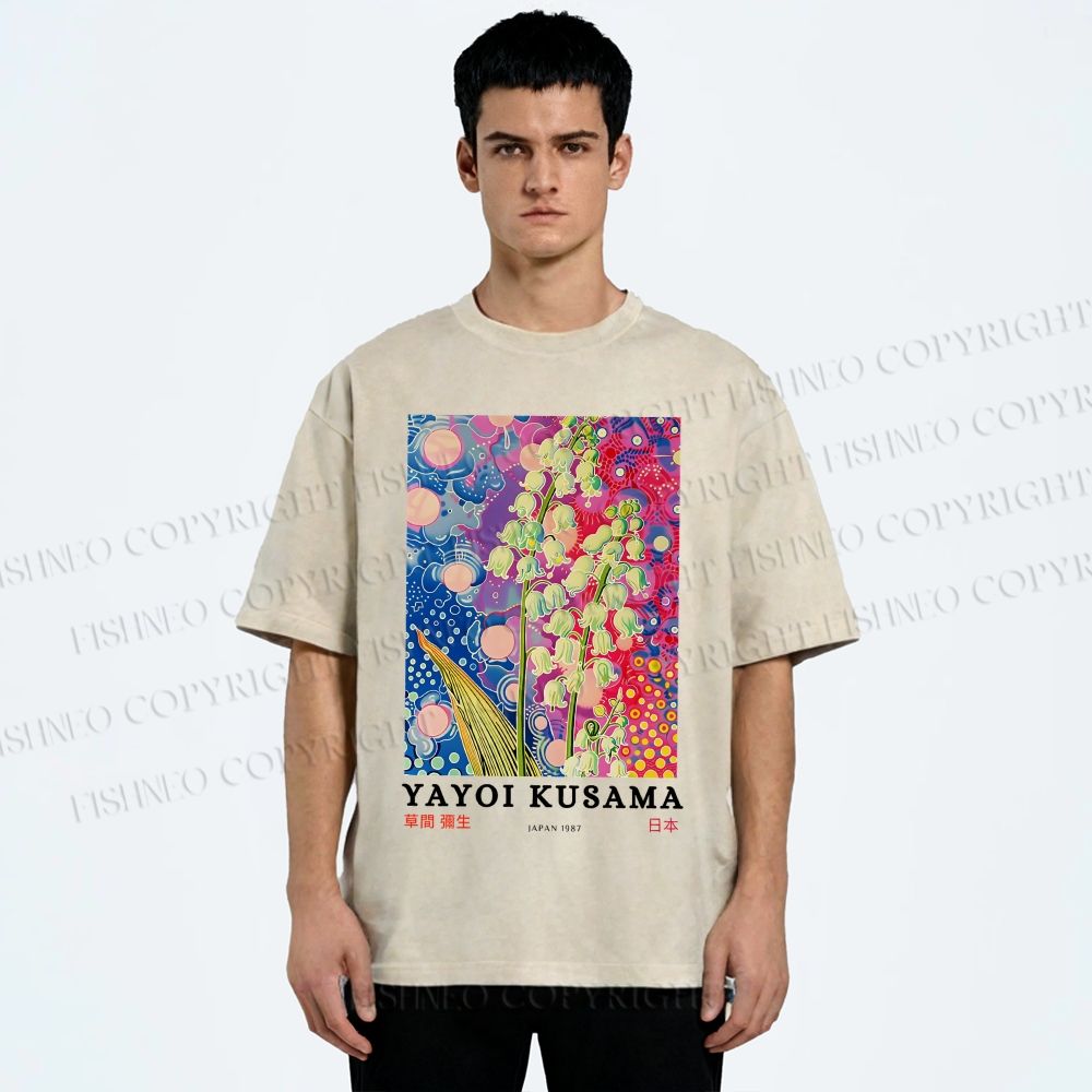 Unisex Yayoi Kusama Lily Of The Valley Printed Washed Tee