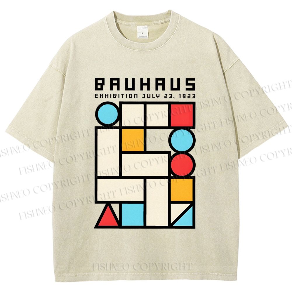 Unisex Bauhaus Geometry Square Printed Washed Tee