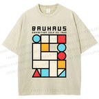 Unisex Bauhaus Geometry Square Printed Washed Tee