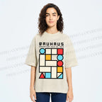 Unisex Bauhaus Geometry Square Printed Washed Tee