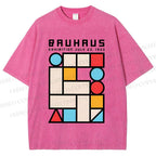 Unisex Bauhaus Geometry Square Printed Washed Tee