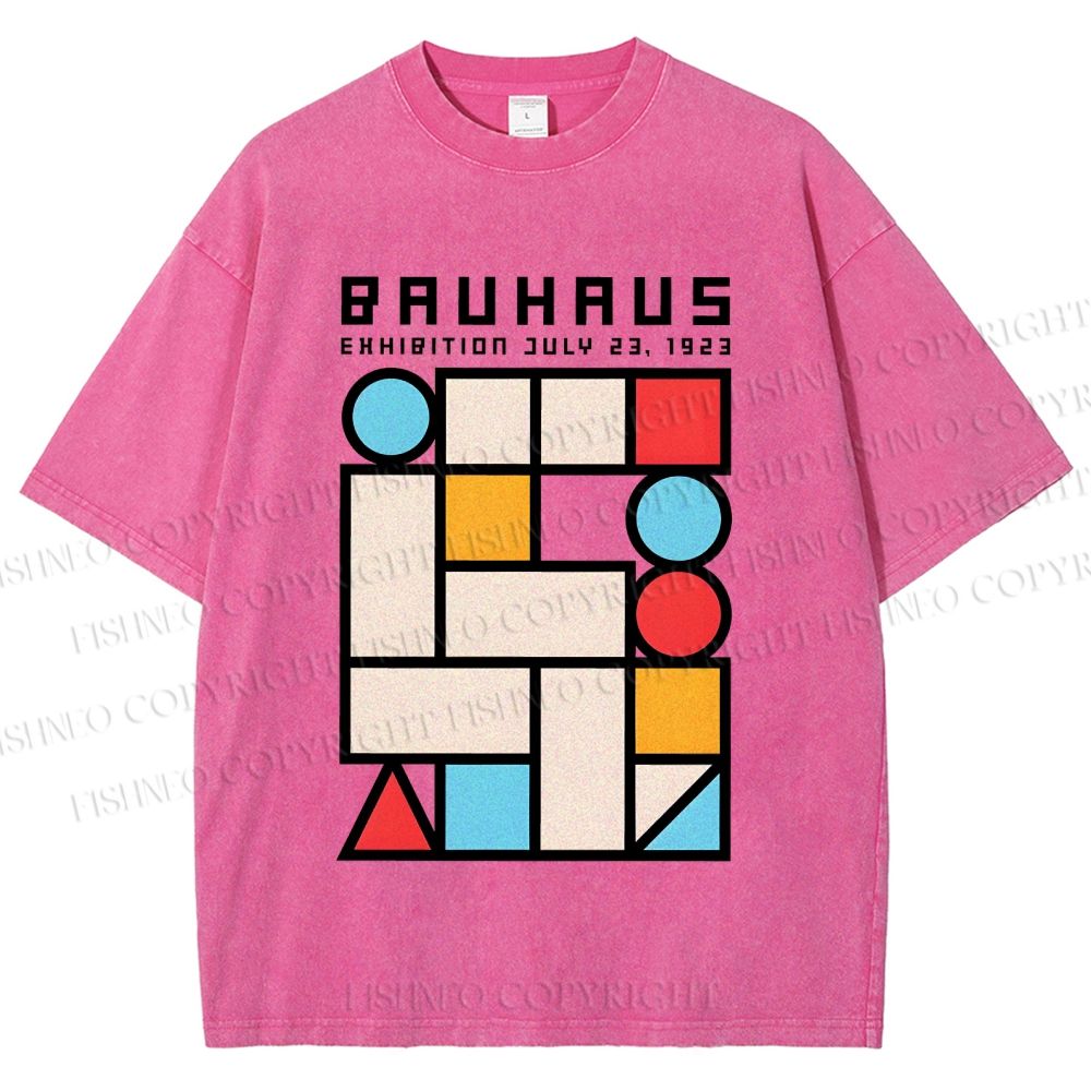 Unisex Bauhaus Geometry Square Printed Washed Tee