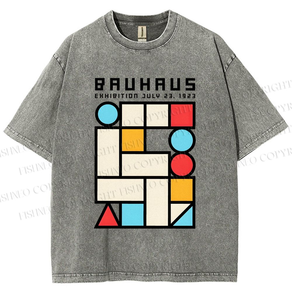 Unisex Bauhaus Geometry Square Printed Washed Tee