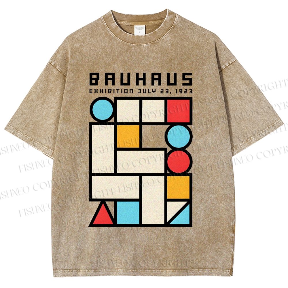 Unisex Bauhaus Geometry Square Printed Washed Tee