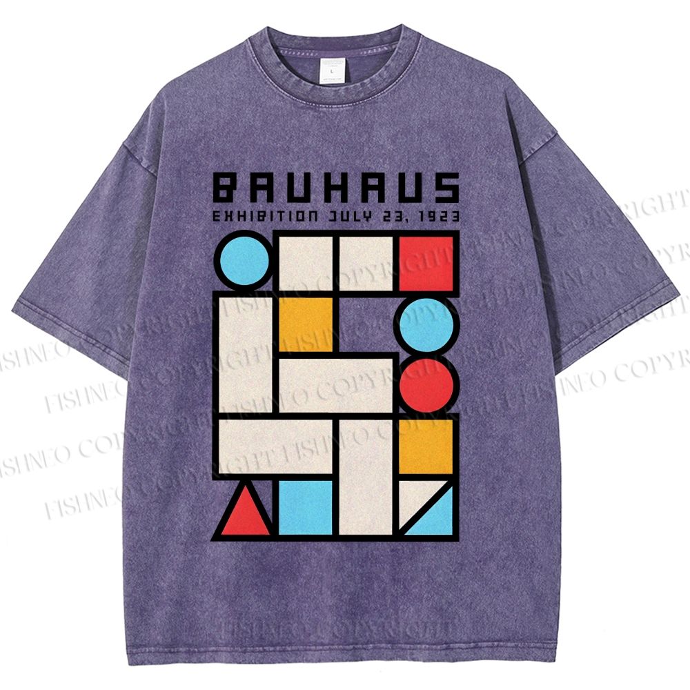 Unisex Bauhaus Geometry Square Printed Washed Tee