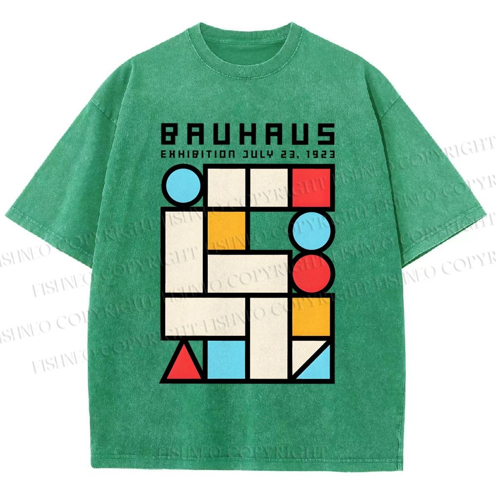 Unisex Bauhaus Geometry Square Printed Washed Tee