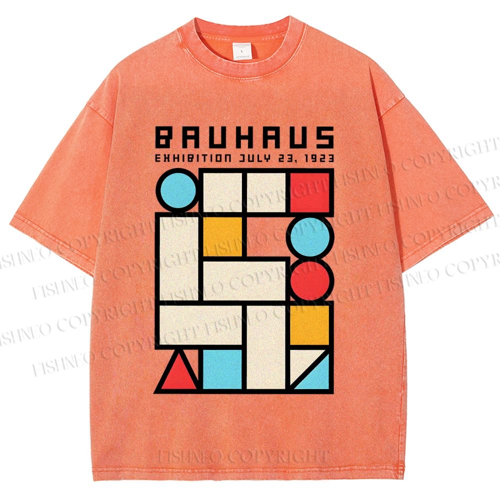 Unisex Bauhaus Geometry Square Printed Washed Tee