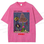 Unisex Yayoi Kusama Abstract Mushroom Printed Washed Tee
