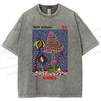 Unisex Yayoi Kusama Abstract Mushroom Printed Washed Tee