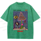 Unisex Yayoi Kusama Abstract Mushroom Printed Washed Tee