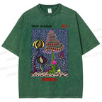 Unisex Yayoi Kusama Abstract Mushroom Printed Washed Tee