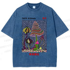 Unisex Yayoi Kusama Abstract Mushroom Printed Washed Tee