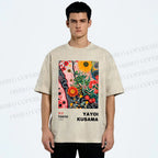 Unisex Yayoi Kusama Flower Printed Washed Tee
