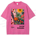Unisex Yayoi Kusama Flower Printed Washed Tee