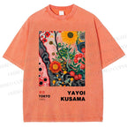 Unisex Yayoi Kusama Flower Printed Washed Tee